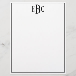 Monogram Letter Classic Black and White Custom Letterhead