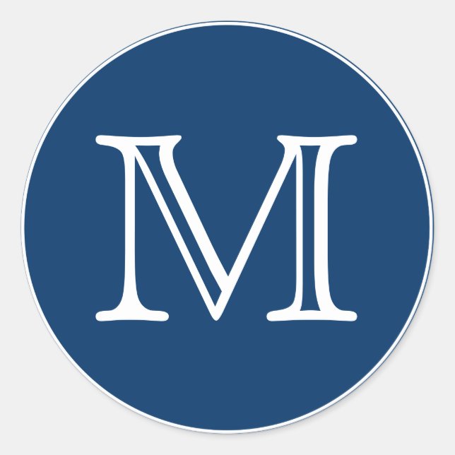 Monogram Letter Classic Round Sticker (Front)