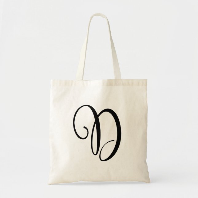 Monogram Letter D Budget Tote-Canvas Tote Bag (Front)