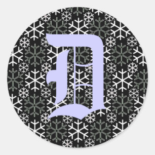 monogram Letter D Snowflakes Sticker
