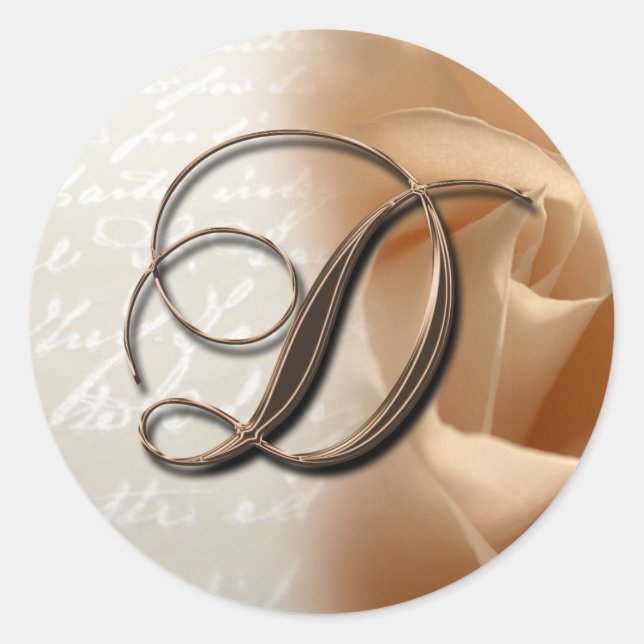 Monogram Letter D  Wedding Envelope Sticker (Front)