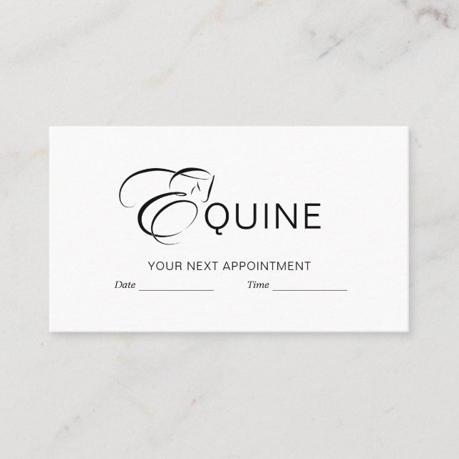 Monogram Letter E Horse Appointment Card (Front)