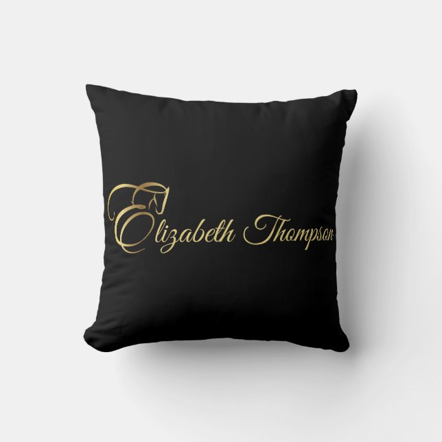 Monogram Letter E Horse in gold colour Cushion (Front)