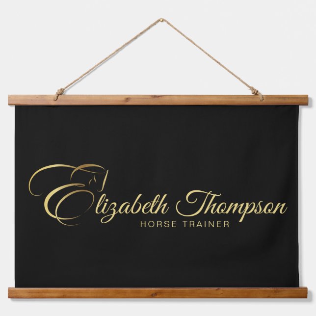 Monogram Letter E Horse in gold colour Hanging Tapestry (Front)