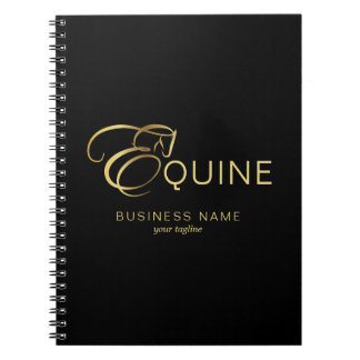 Monogram Letter E Horse in gold colour Notebook