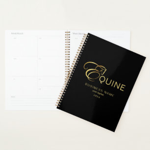 Monogram Letter E Horse in gold colour Planner