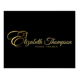 Monogram Letter E Horse in gold colour Poster