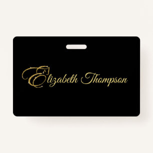 Monogram Letter E Horse in gold glitter ID Badge