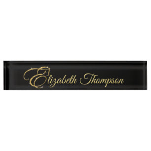Monogram Letter E Horse in gold glitter Nameplate