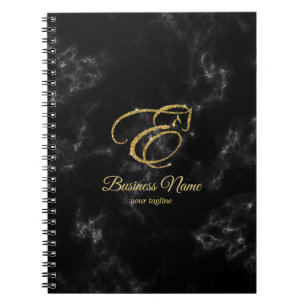 Monogram Letter E Horse in gold glitter Notebook