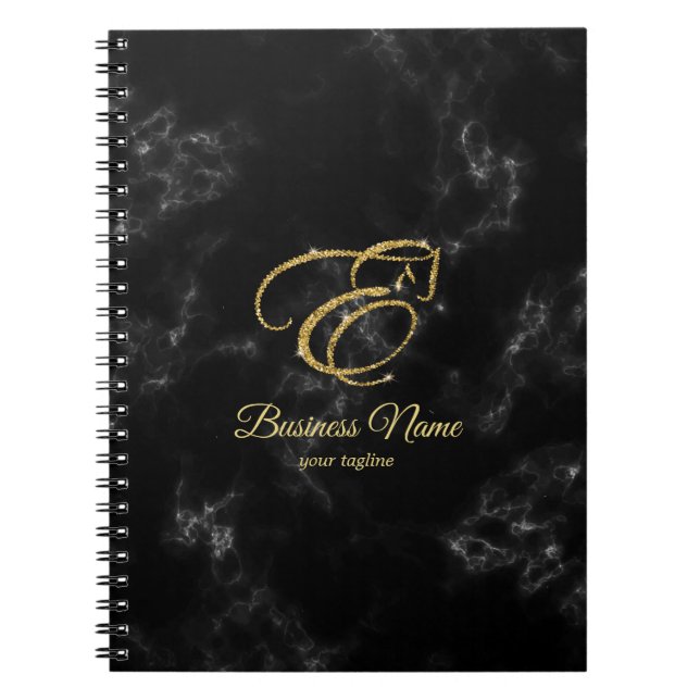 Monogram Letter E Horse in gold glitter Notebook (Front)