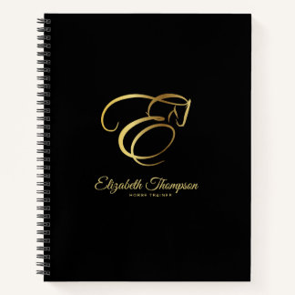 Monogram Letter E Horse Notebook