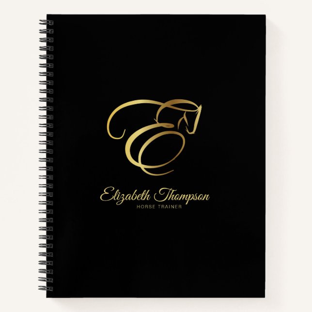 Monogram Letter E Horse  Notebook (Front)