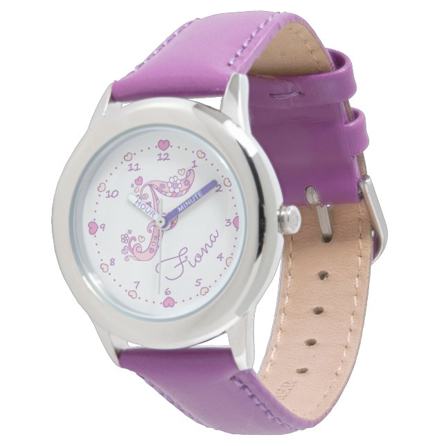 Monogram letter F personalised girls name Fiona Watch (Angled)