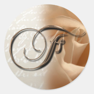 Monogram Letter F  Wedding Envelope Sticker