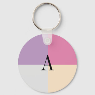 Monogram Letter Four Pastel Colours Key Ring