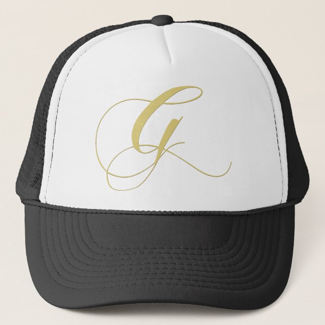 Monogram Letter G Golden Single Trucker Hat (Front)