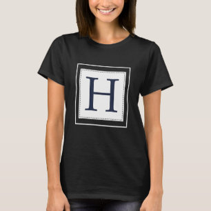 Monogram Letter H Alphabet H Initial Navy Blue T-Shirt