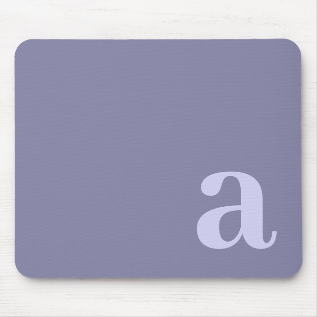 Monogram Letter Heather Blue Minimalist Mouse Pad (Front)