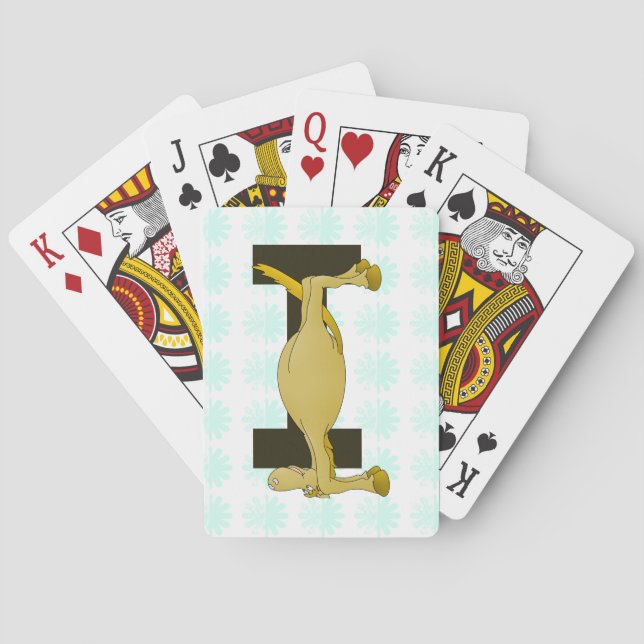 Monogram Letter I Pony Personalised Playing Cards (Back)