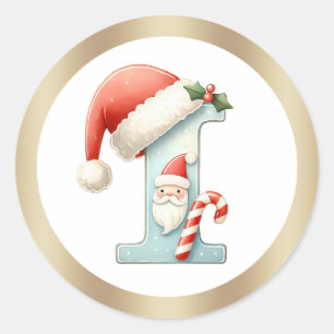 Monogram letter I, Santa hat Christmas  Sticker