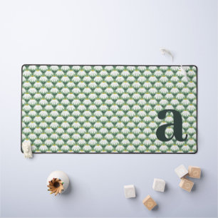 Monogram Letter Initial Sage Green Vintage Floral Desk Mat