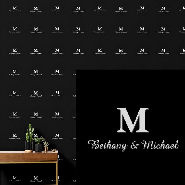 Monogram Letter Initials & Name(s) Grey on Black Wallpaper (Creator Uploaded)