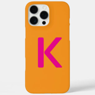 Monogram Letter Initials Orange Pink Custom Colour iPhone 16 Pro Max Case