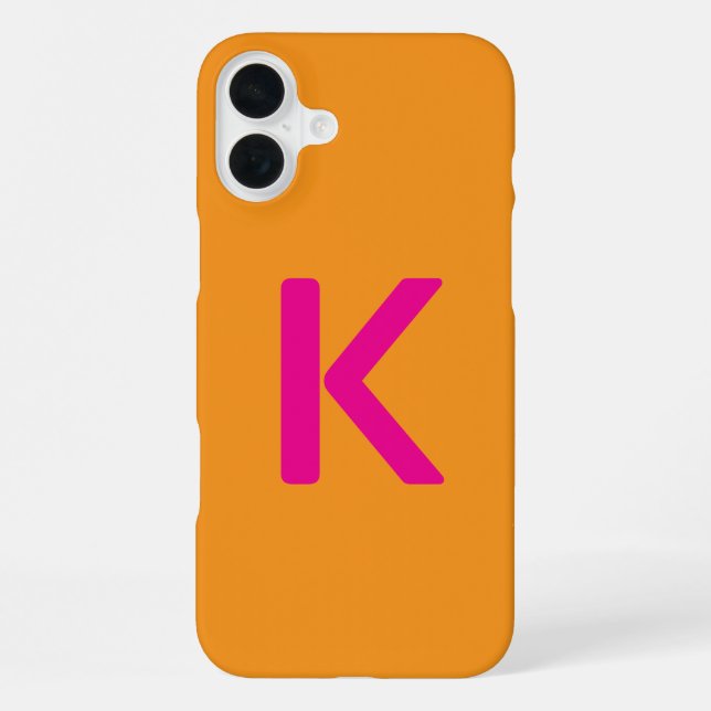 Monogram Letter Initials Orange Pink Custom Colour iPhone Case (Back)
