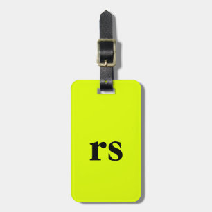 Monogram Letter Intial Name Neon Yellow Green Gift Luggage Tag