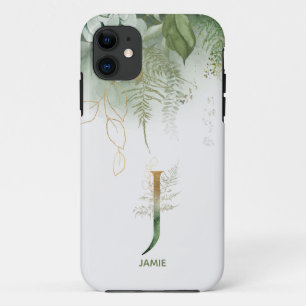Monogram Letter J Elegant Ferns Case-Mate iPhone Case
