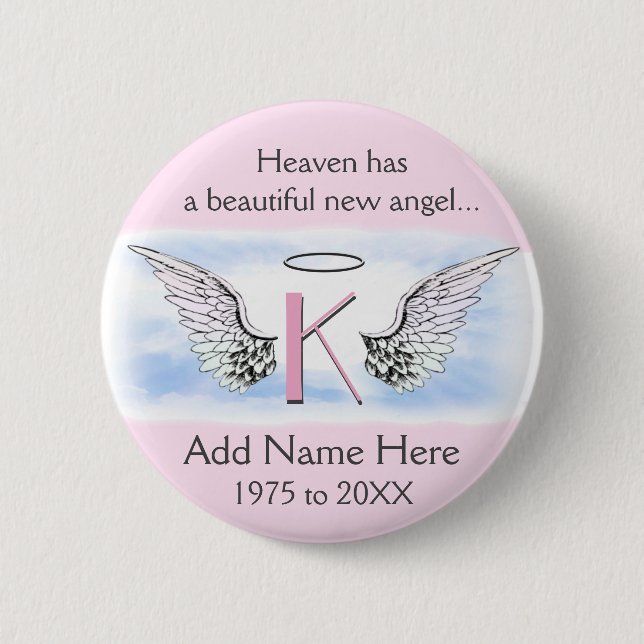 Monogram | Letter K | Add Name | Memorial 6 Cm Round Badge (Front)