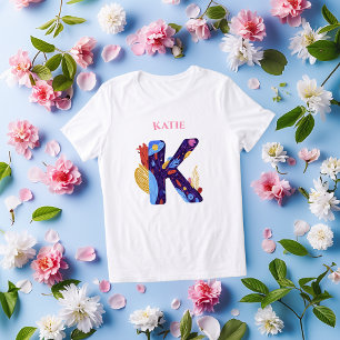 Monogram Letter K Bold and Colourful Birthday Gift Tri-Blend Shirt