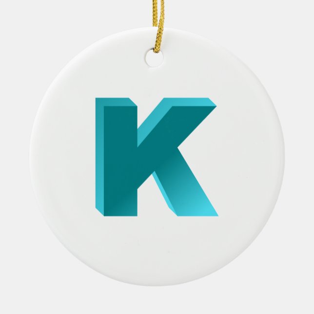 Monogram Letter K Ceramic Tree Decoration (Front)