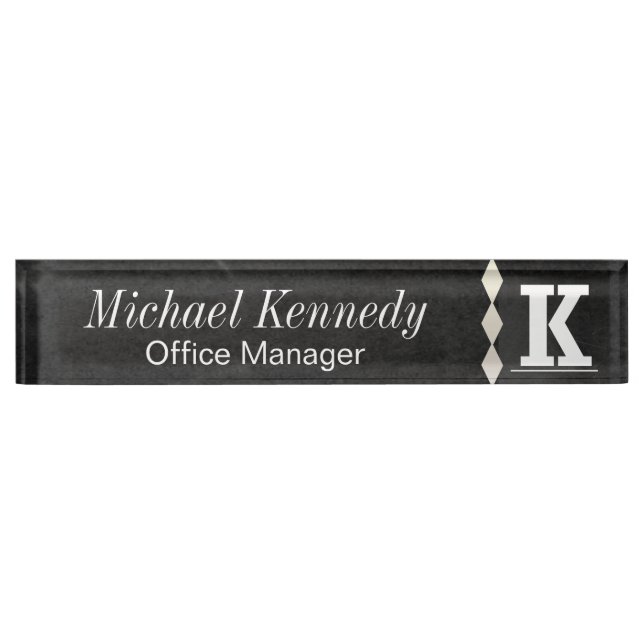 Monogram Letter K Chalkboard Name Plate (Front)