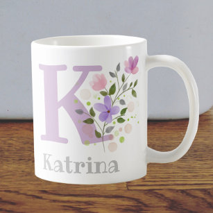 Monogram Letter K & Christian Name Coffee Mug
