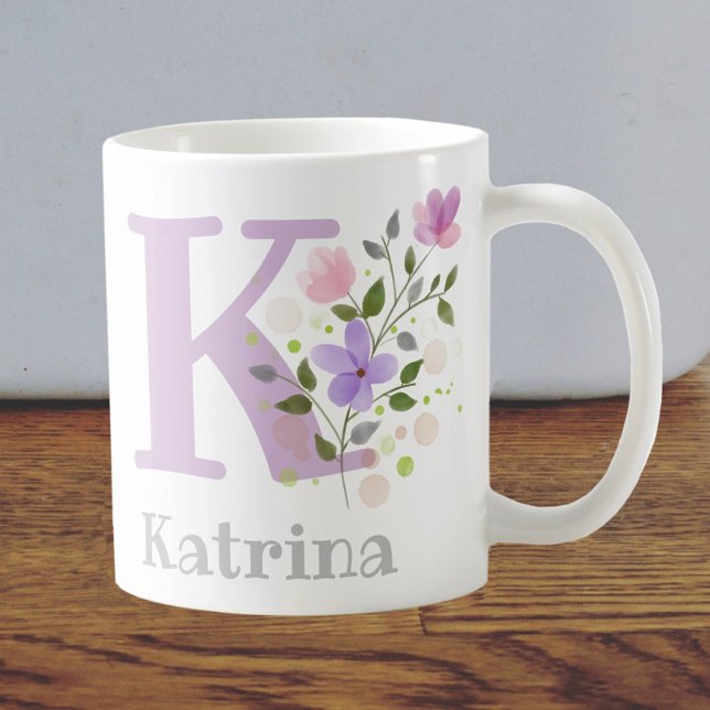 Monogram Letter K & Christian Name Coffee Mug (Creator Uploaded)