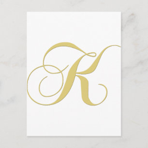 Monogram Letter K Golden Single Postcard