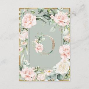 Monogram Letter L Elegant Sage Green Floral Thank You Card