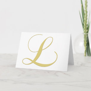Monogram Letter L Golden Single Note Card