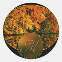 Monogram Letter M Fall Wedding Envelope Seals