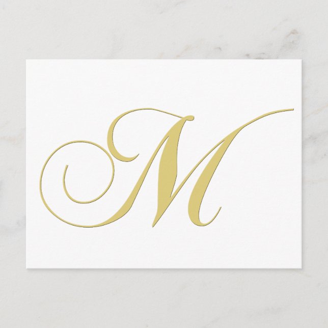 Monogram Letter M Golden Single Postcard (Front)