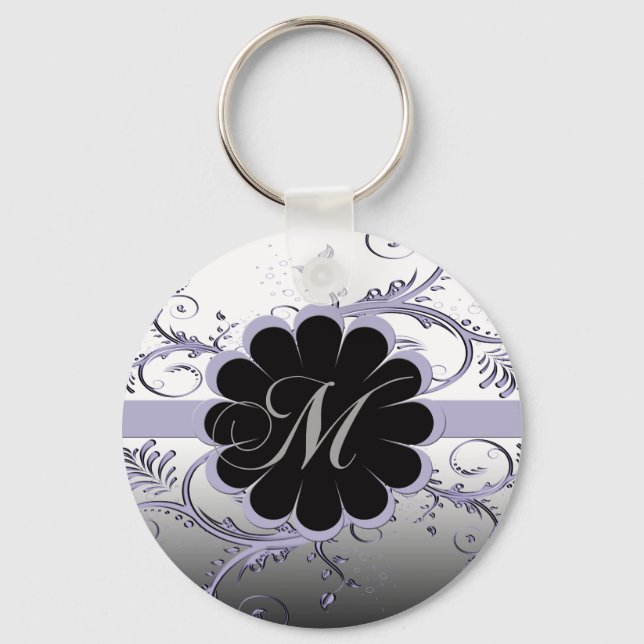 Monogram Letter M Violet Key Ring (Front)