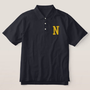 MONOGRAM LETTER N EMBROIDERED POLO SHIRT