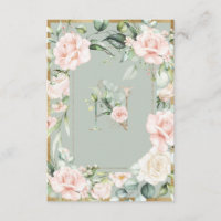 Monogram Letter N Green Floral Roses