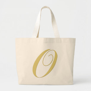 Monogram Letter O Golden Single Large Tote Bag