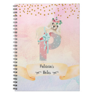 Monogram Letter P Baby Dog Girl Daily Study Notebook