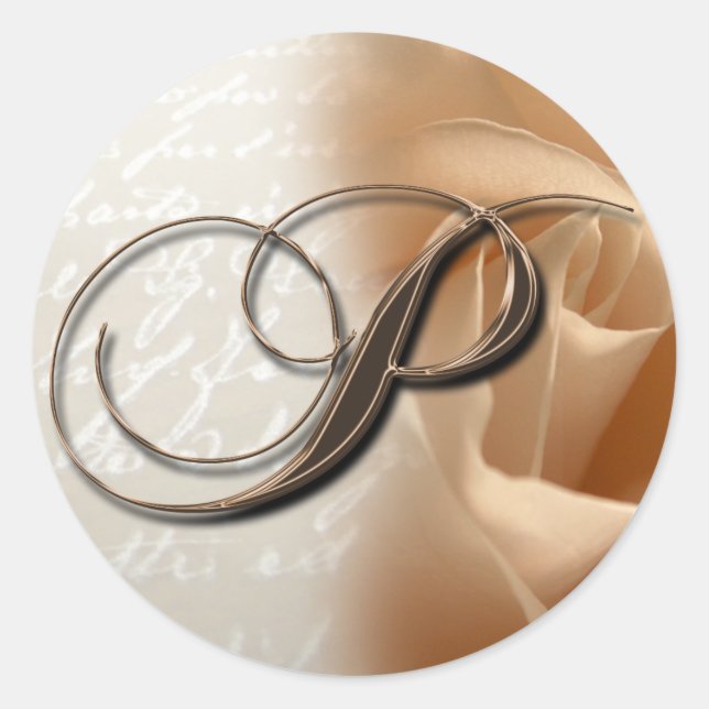 Monogram Letter P  Wedding Envelope Sticker (Front)