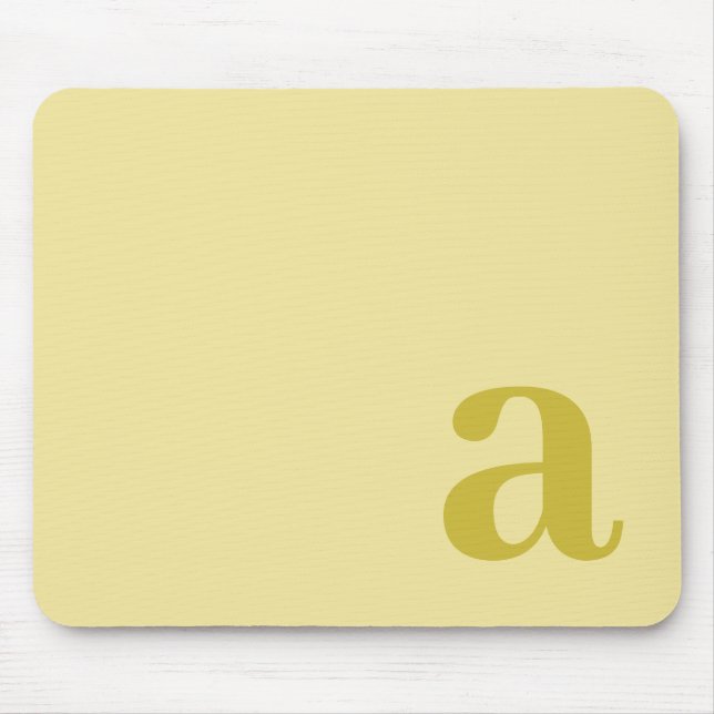 Monogram Letter Pale Yellow & Mustard Minimalist Mouse Pad (Front)