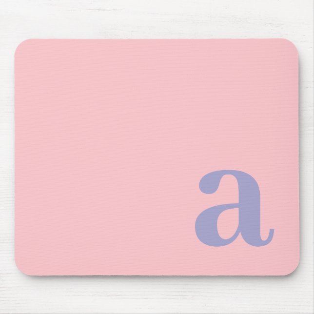 Monogram Letter Pink & Blue Minimalist Mouse Pad (Front)